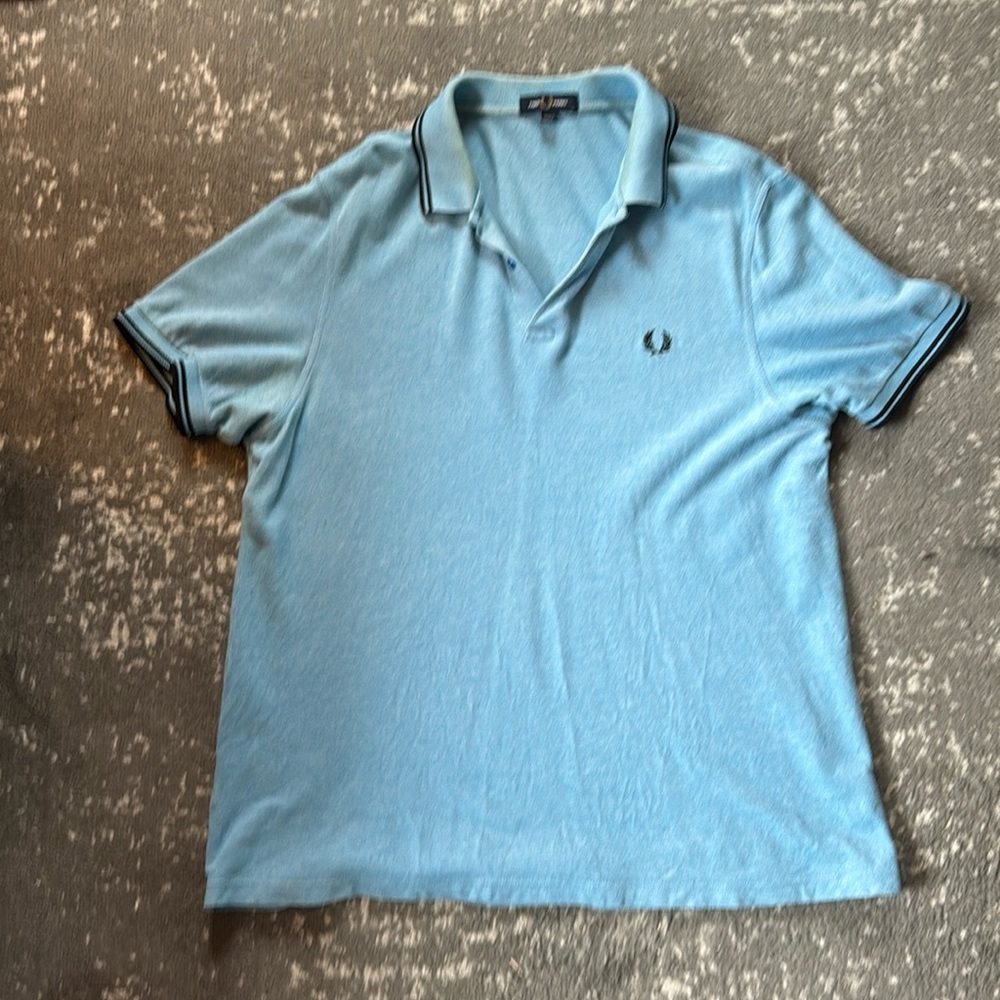 Fred Perry XL twin tipped polo wave blue/white black M3600 J76